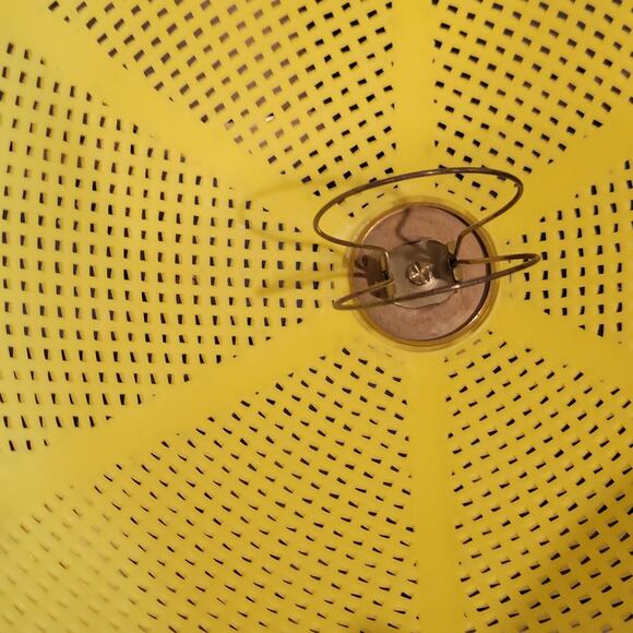 Retro Lamp Yellow Plastic Faux Wicker Shade - Picture 5 of 9